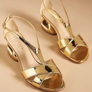Anthropology gold Metallic Slingback Sandals - Cecelia New York